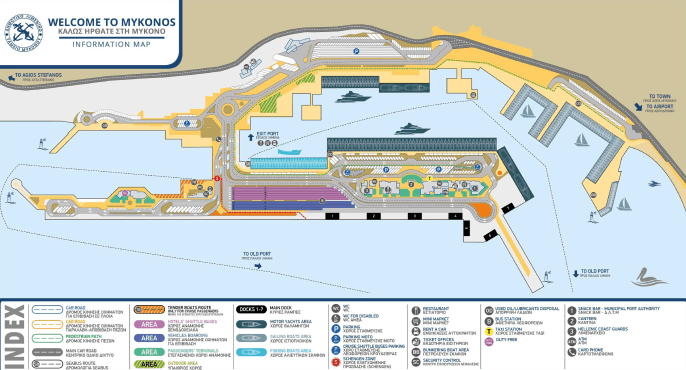 A map showing the layout of the Santorini Port.