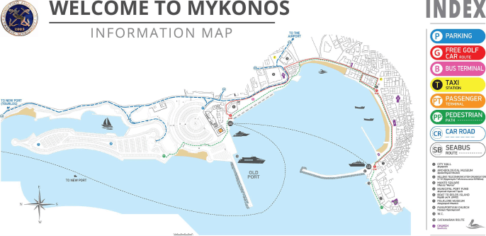 A map showing the layout of the Kos Old Port in Chora.