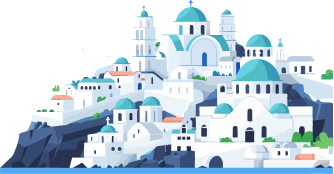 painting representing an aegean island from distance