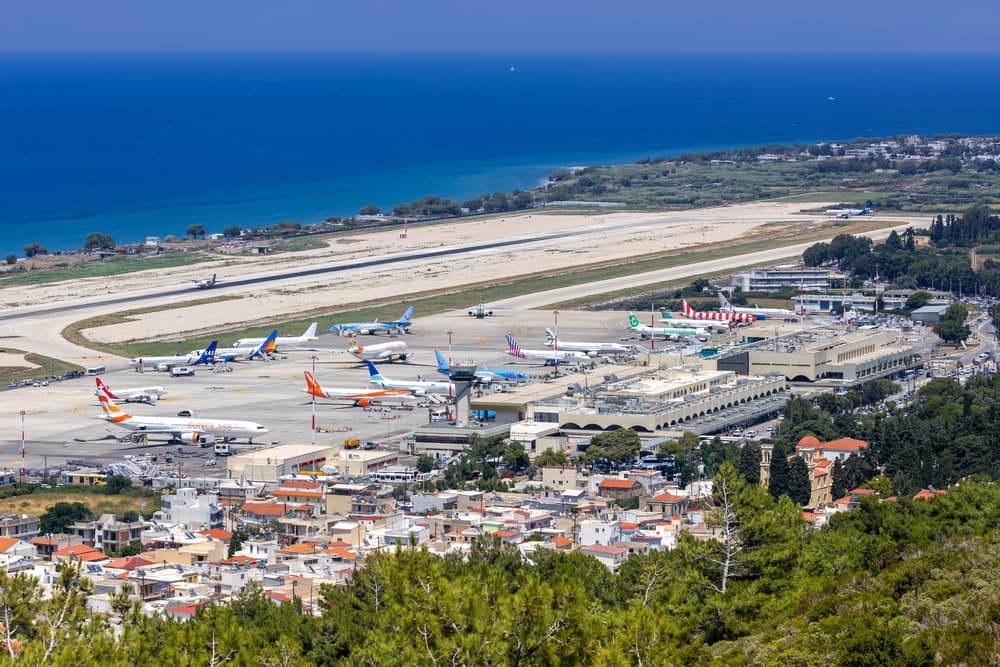 A scenic view of Rhodes Airport