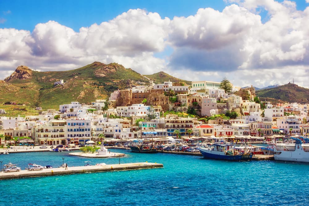A scenic view of Naxos Port