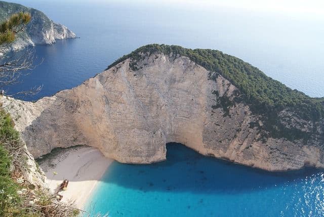 A scenic view of Zante Navagio Beach